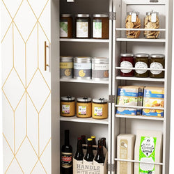 Halima Pantry Cupboard - White & Gold