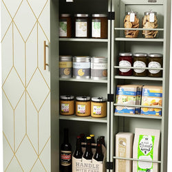 Halima Pantry Cupboard - Green & Gold