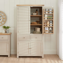 Brayden Kitchen Storage Pantry Cupboard - Grey - SOLID OAK & PINE